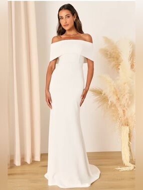 NWT Lulus Off-Shoulder White Wedding Gown Large